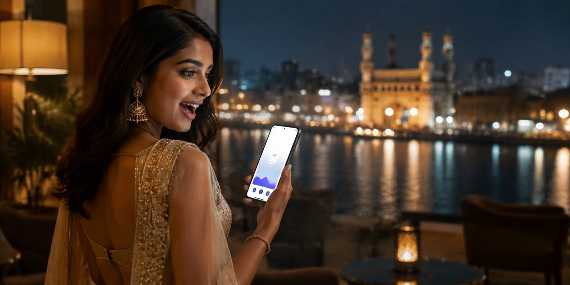 Indian user managing payment options with smartphone
